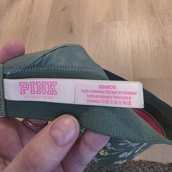 Victoria's Secret Green Floral Everywhere Wireless Lightly Lined Bra Size 32DD - Picture 4 of 6